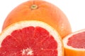 Slices of grapefruit macro closeup on white background Royalty Free Stock Photo