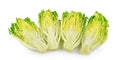 Slices of green cos lettuce isolated on white background. Royalty Free Stock Photo