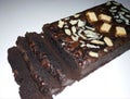 Homemade brownies with chocolate, walnuts, and wafers