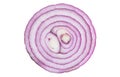 Slices Isolated onion. One red whole onion isolated on white background with clipping path and copy space. Red Onion slices bulbs Royalty Free Stock Photo