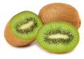Slices kiwi fruit on white background