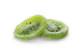 Slices of kiwi on white background. Dried fruit Royalty Free Stock Photo