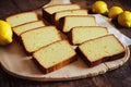 Slices of lemon cake in slice homemade food for breakfast