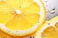 Slices of lemon in water with air bubbles Royalty Free Stock Photo