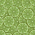 Slices of lime in a cut seamless pattern, fruit background. Drawing citrus, graphic art, cartoon. For the design the