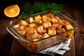 slices of marinated pork belly in an ovenproof dish Royalty Free Stock Photo
