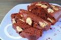 Slices of Mouthwatering Fresh Baked Homemade Dark Chocolate Banana Cake Royalty Free Stock Photo