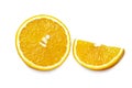 Slices of orange isolated on white background. Clipping path. Royalty Free Stock Photo