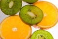 Slices of orange and kiwi.