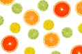 Slices of Orange, Lemon, Lime and Grapefruit isolated on white Royalty Free Stock Photo