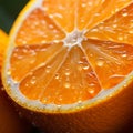 Slices of orange with water drops