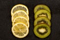 Slices of oranges and kiwi Royalty Free Stock Photo