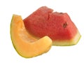Slices of organic fruit rockmelon and watermelon
