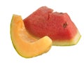 Slices of organic fruit rockmelon and watermelon Royalty Free Stock Photo