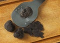 Slices of Perigord Truffe, tuber melanosporum Royalty Free Stock Photo