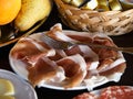 Slices of prosciutto Italian ham