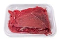 beef steak in food plastic tray isolated on white Royalty Free Stock Photo