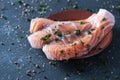 Slices of raw salmon Royalty Free Stock Photo