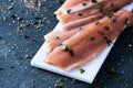 Slices of raw trout Royalty Free Stock Photo