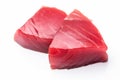 Slices of raw tuna steak. Generative AI. Fresh pink fish tuna meat