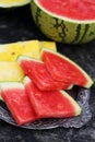 Slices of red and yellow watermelon Royalty Free Stock Photo