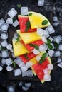 Slices of red and yellow watermelon Royalty Free Stock Photo