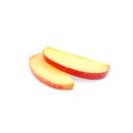 Slices of ripe juicy red apple on background Royalty Free Stock Photo