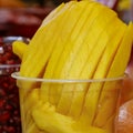 Slices of ripe peeled mango