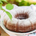 Slices of Rustic Style Bundt Cake Sprinkled with Icing Sugar Royalty Free Stock Photo