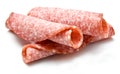 Slices of Salami isolated over white Royalty Free Stock Photo