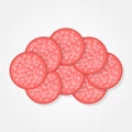 Slices of salami sausage. Vector illustration.