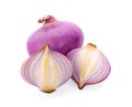 Slices of shallot onions for cooking on white background. Royalty Free Stock Photo