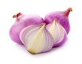 Slices of shallot onions for cooking on white background. Royalty Free Stock Photo
