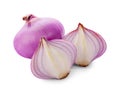 Slices of shallot onions for cooking on white background. Royalty Free Stock Photo