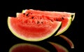 Slices and slice watermelon isolated black Royalty Free Stock Photo