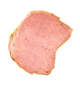 Slices of smoked ham isolated. Piece of pork ham.