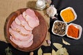 Slices of smoked ham