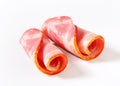 Slices of smoked pork - rolled up Royalty Free Stock Photo