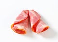 Slices of smoked pork - rolled up Royalty Free Stock Photo