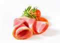 Slices of smoked pork - rolled up Royalty Free Stock Photo