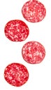 Slices of Soppressata Falling on Transparent Background Royalty Free Stock Photo
