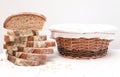 Slices of sourdough bread and a basket