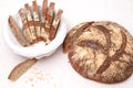 Slices of sourdough bread in a basket