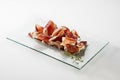 Slices of spanish curated ham