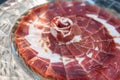 Iberian ham dish of circular shape