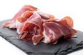 Slices of Spanish Serrano Ham Royalty Free Stock Photo