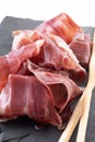 Slices of Spanish Serrano Ham Royalty Free Stock Photo