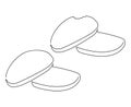 Slices of square bread. Continuous line drawing. Vector illustration