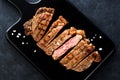 Slices Steak Ribeye with salt Royalty Free Stock Photo