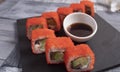 8 slices of sushi for torrels and soy Royalty Free Stock Photo